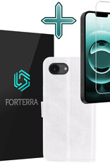 Forterra Forterra iPhone 16E Hoesje Bookcase Met Screenprotector - Wit