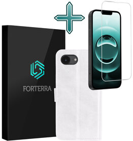 Forterra Forterra iPhone 16E Hoesje Bookcase Met Screenprotector - Wit