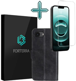 Forterra Forterra iPhone 16E Hoesje Bookcase Met Screenprotector - Zwart