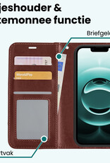 Forterra Forterra iPhone 16E Hoesje Bookcase Met 2x Screenprotector - Bruin