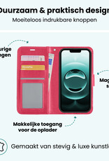 Forterra Forterra iPhone 16E Hoesje Bookcase Met 2x Screenprotector - Donkerroze