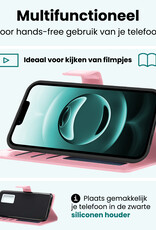 Forterra Forterra iPhone 16E Hoesje Bookcase Met 2x Screenprotector - Lichtroze