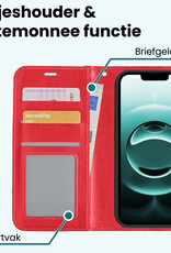 Forterra Forterra iPhone 16E Hoesje Bookcase Met 2x Screenprotector - Rood