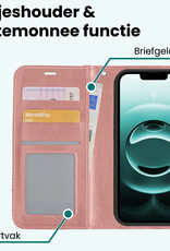 Forterra Forterra iPhone 16E Hoesje Bookcase Met 2x Screenprotector - Rose Goud