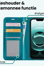 Forterra Forterra iPhone 16E Hoesje Bookcase Met 2x Screenprotector - Turquoise