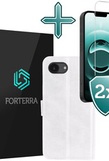Forterra Forterra iPhone 16E Hoesje Bookcase Met 2x Screenprotector - Wit