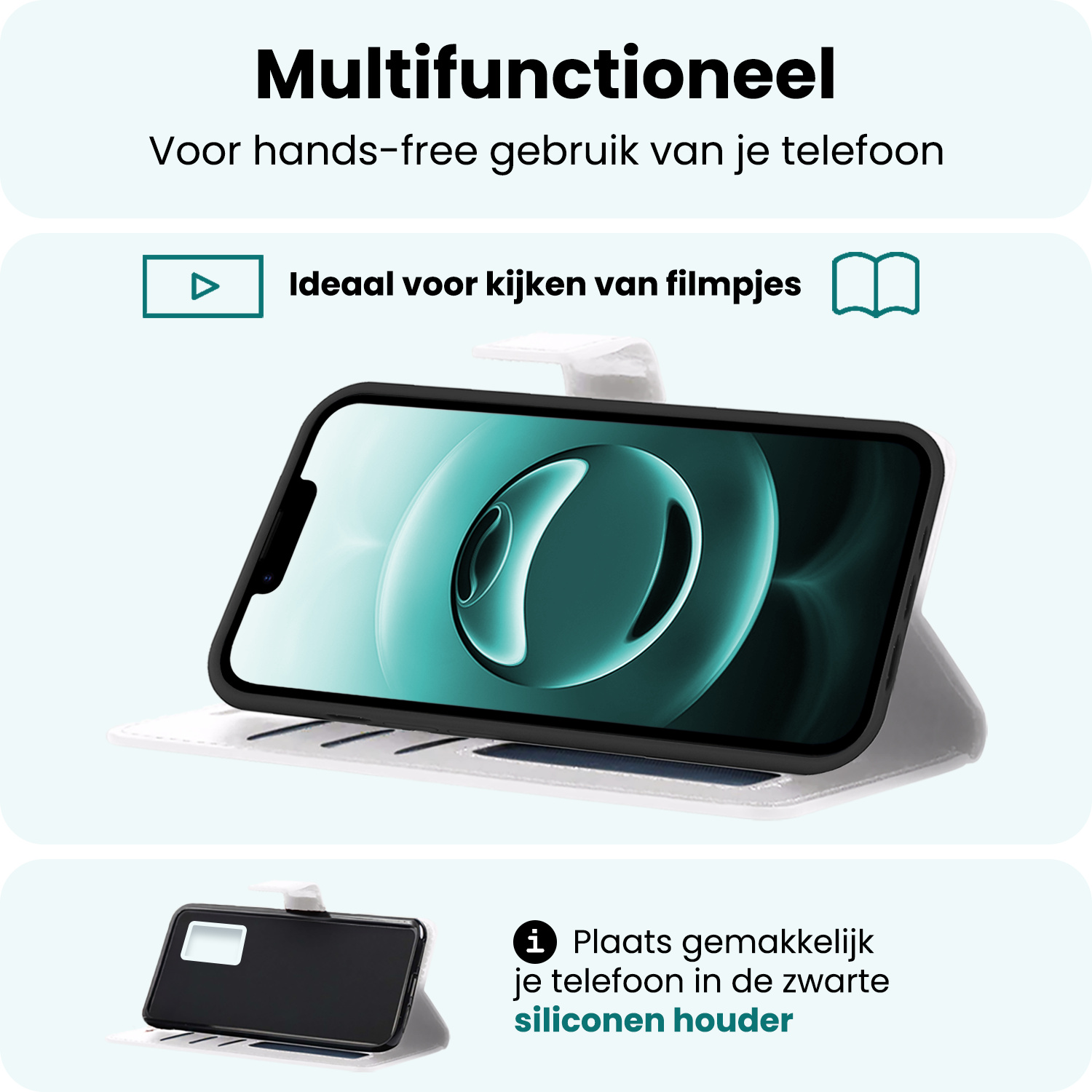 Forterra Forterra iPhone 16E Hoesje Bookcase Met 2x Screenprotector - Wit