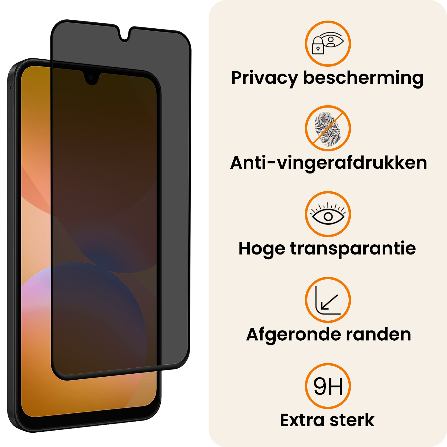 Nomfy Nomfy Samsung Galaxy A26 Screenprotector Glas Privacy - 3 PACK