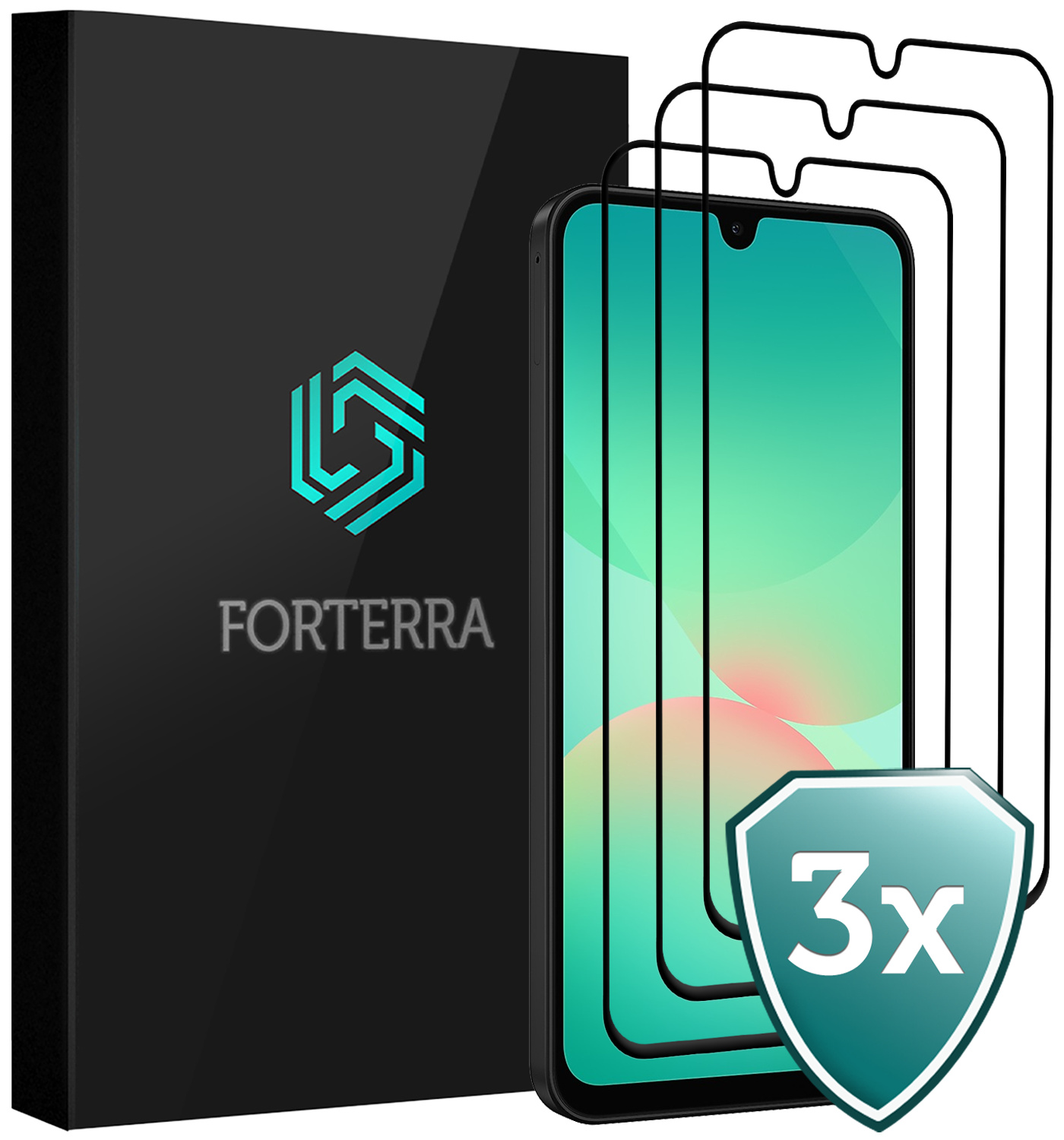 Forterra Forterra Samsung Galaxy A26 Screenprotector Glas Full Cover - 3 PACK