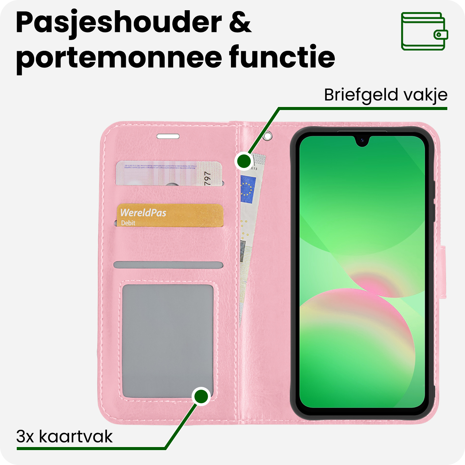 BASEY. BASEY. Samsung Galaxy A26 Hoesje Bookcase - Lichtroze