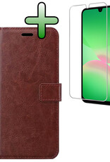 BASEY. BASEY. Samsung Galaxy A26 Hoesje Bookcase Met Screenprotector - Bruin