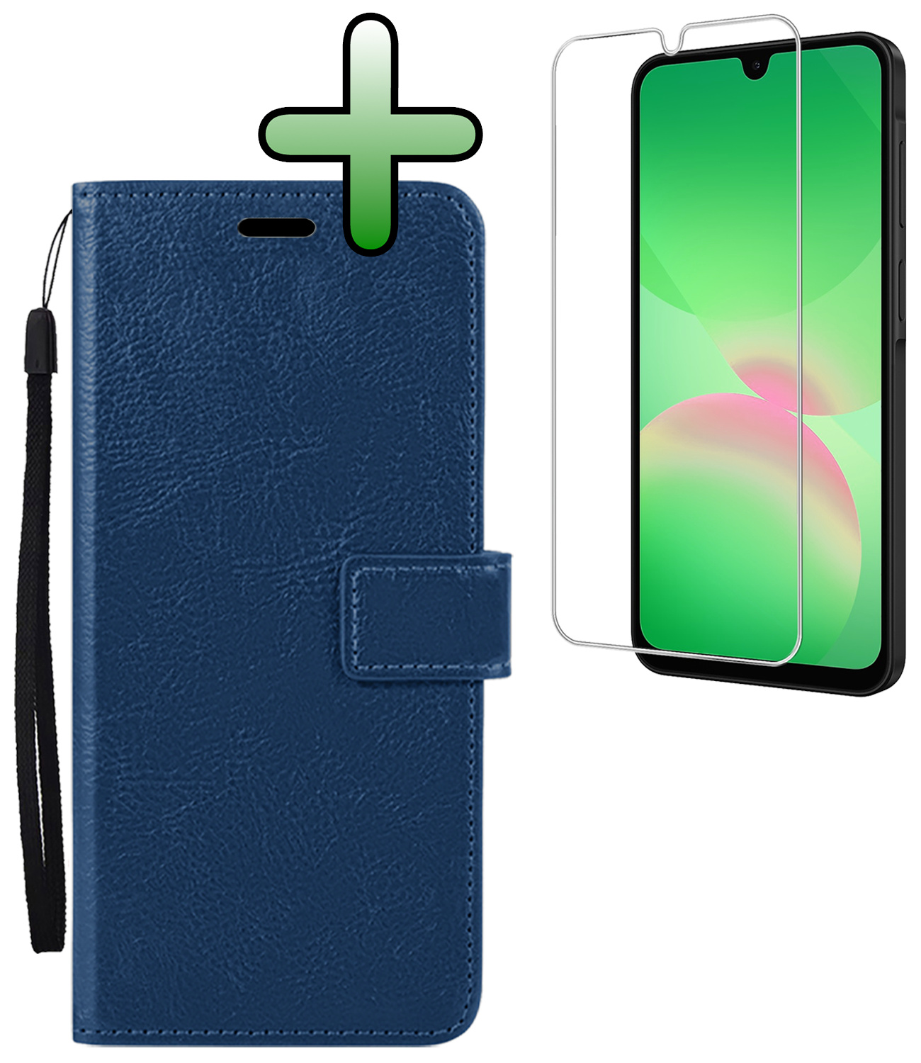 BASEY. BASEY. Samsung Galaxy A26 Hoesje Bookcase Met Screenprotector - Donkerblauw