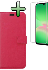 BASEY. BASEY. Samsung Galaxy A26 Hoesje Bookcase Met Screenprotector - Donkerroze