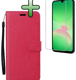 BASEY. BASEY. Samsung Galaxy A26 Hoesje Bookcase Met Screenprotector - Donkerroze