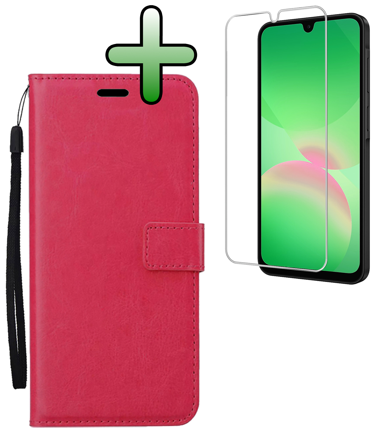 BASEY. BASEY. Samsung Galaxy A26 Hoesje Bookcase Met Screenprotector - Donkerroze