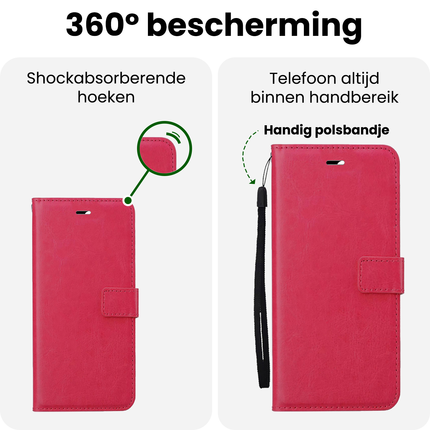 BASEY. BASEY. Samsung Galaxy A26 Hoesje Bookcase Met Screenprotector - Donkerroze