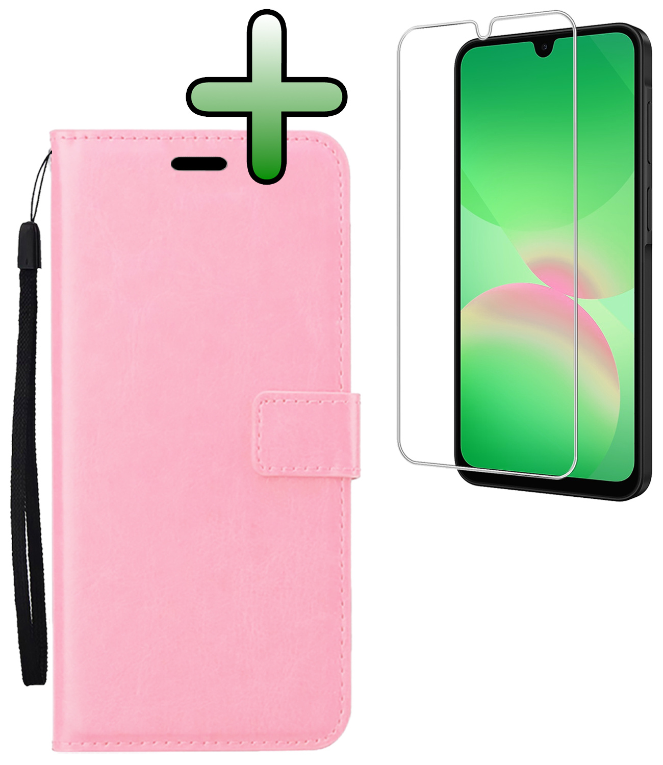 BASEY. BASEY. Samsung Galaxy A26 Hoesje Bookcase Met Screenprotector - Lichtroze