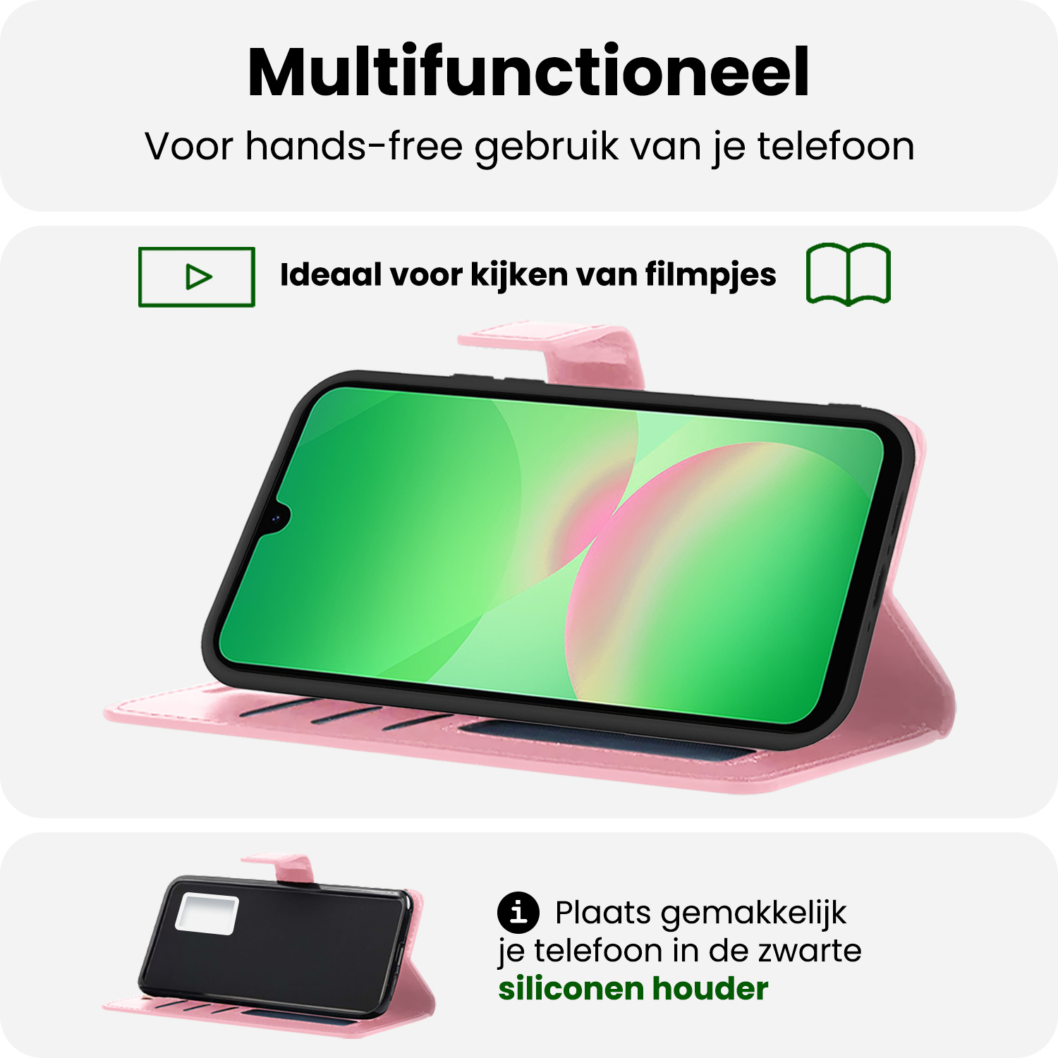 BASEY. BASEY. Samsung Galaxy A26 Hoesje Bookcase Met Screenprotector - Lichtroze