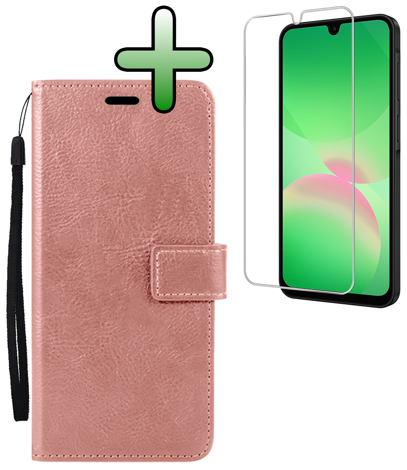 BASEY. BASEY. Samsung Galaxy A26 Hoesje Bookcase Met Screenprotector - Rose Goud
