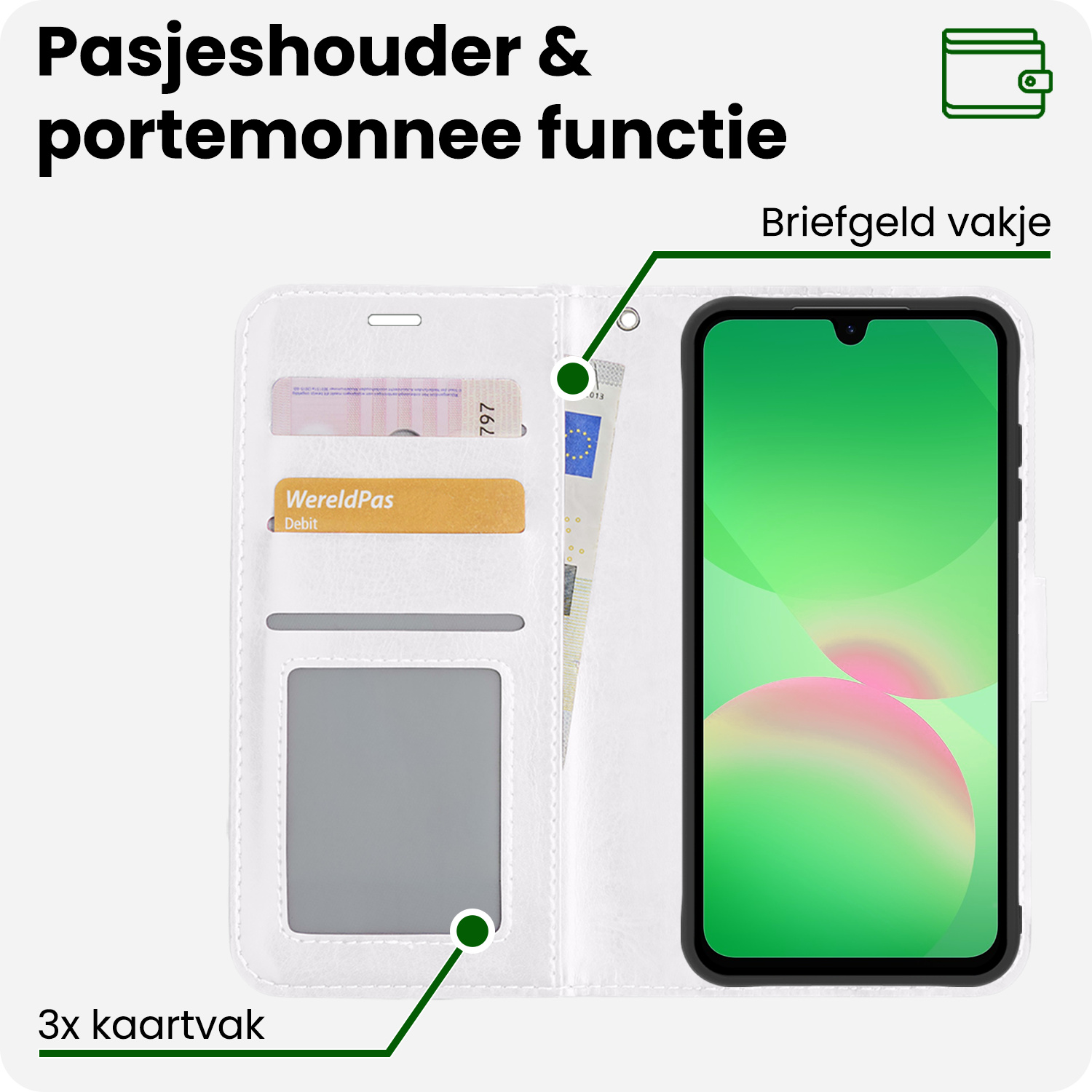 BASEY. BASEY. Samsung Galaxy A26 Hoesje Bookcase Met Screenprotector - Wit