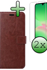 BASEY. BASEY. Samsung Galaxy A26 Hoesje Bookcase Met 2x Screenprotector - Bruin