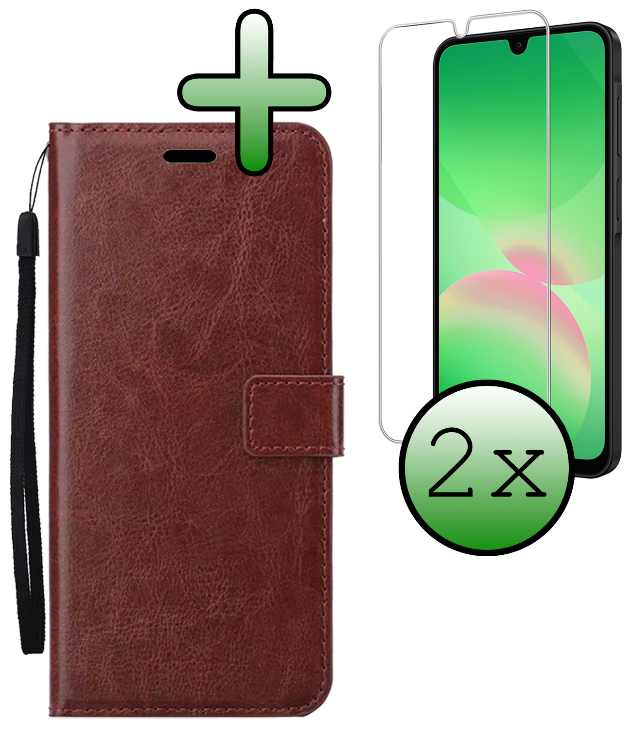 BASEY. BASEY. Samsung Galaxy A26 Hoesje Bookcase Met 2x Screenprotector - Bruin