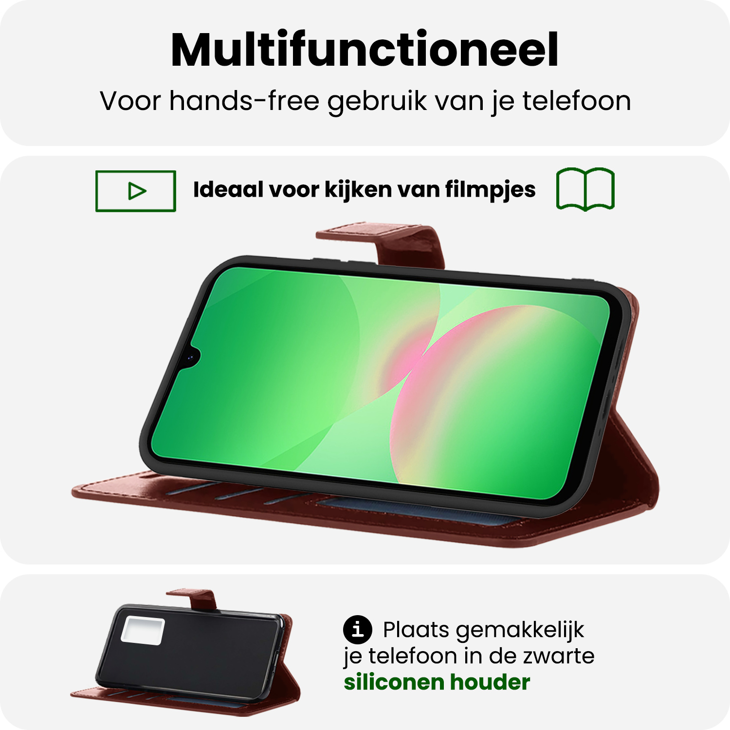 BASEY. BASEY. Samsung Galaxy A26 Hoesje Bookcase Met 2x Screenprotector - Bruin