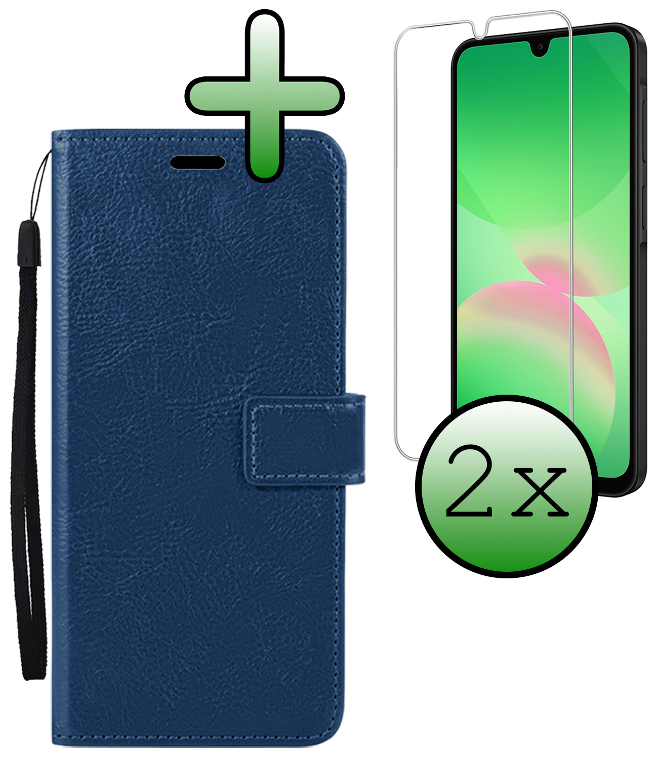 BASEY. BASEY. Samsung Galaxy A26 Hoesje Bookcase Met 2x Screenprotector - Donkerblauw