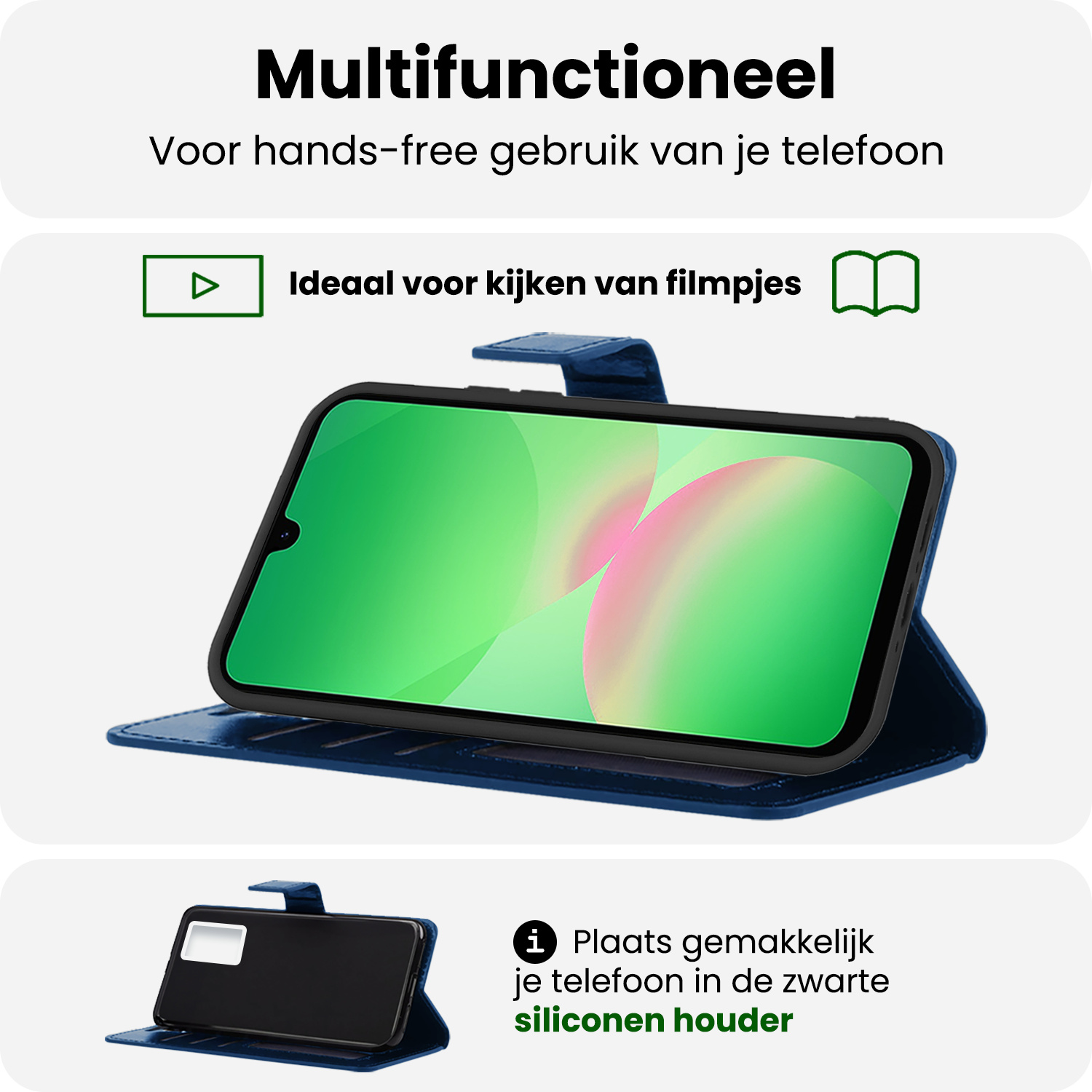 BASEY. BASEY. Samsung Galaxy A26 Hoesje Bookcase Met 2x Screenprotector - Donkerblauw