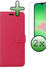 BASEY. BASEY. Samsung Galaxy A26 Hoesje Bookcase Met 2x Screenprotector - Donkerroze