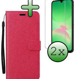 BASEY. BASEY. Samsung Galaxy A26 Hoesje Bookcase Met 2x Screenprotector - Donkerroze