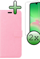 BASEY. BASEY. Samsung Galaxy A26 Hoesje Bookcase Met 2x Screenprotector - Lichtroze