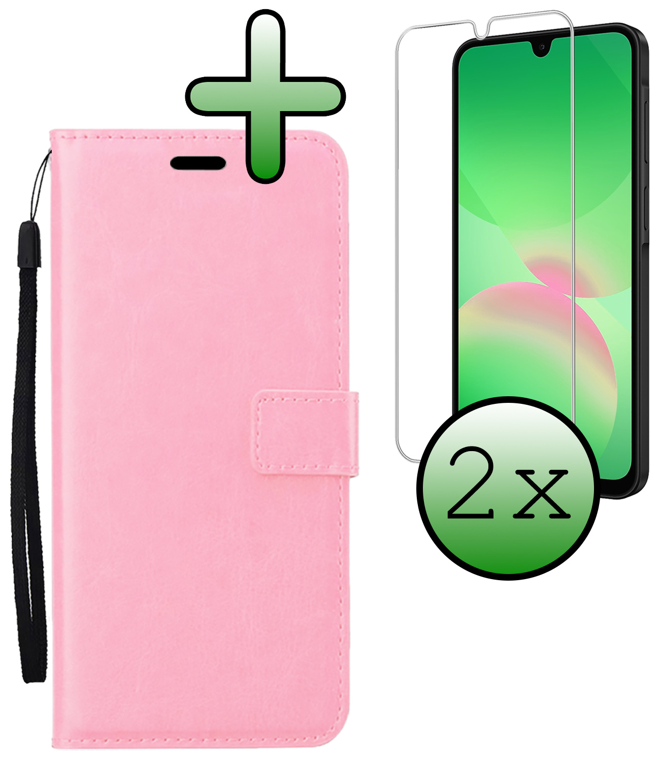 BASEY. BASEY. Samsung Galaxy A26 Hoesje Bookcase Met 2x Screenprotector - Lichtroze