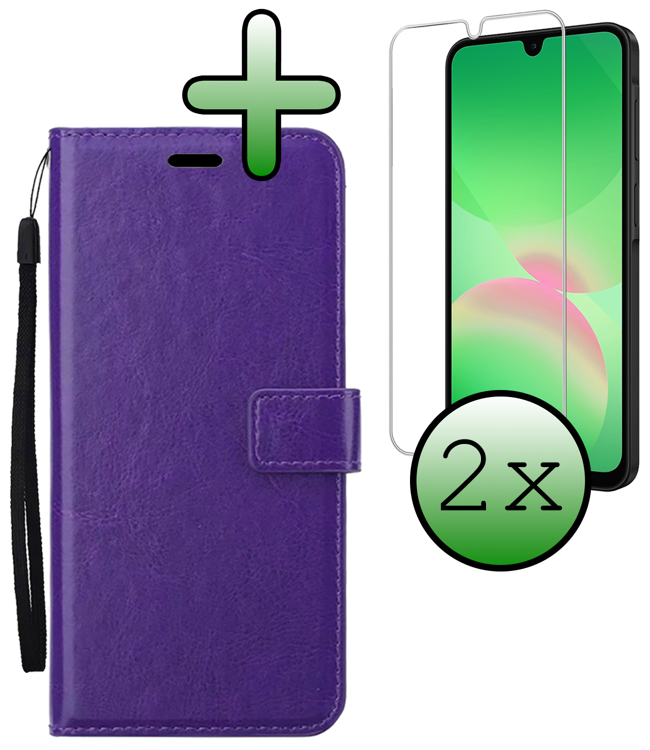 BASEY. BASEY. Samsung Galaxy A26 Hoesje Bookcase Met 2x Screenprotector - Paars