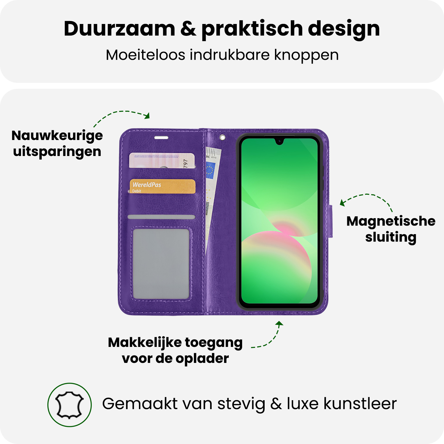 BASEY. BASEY. Samsung Galaxy A26 Hoesje Bookcase Met 2x Screenprotector - Paars
