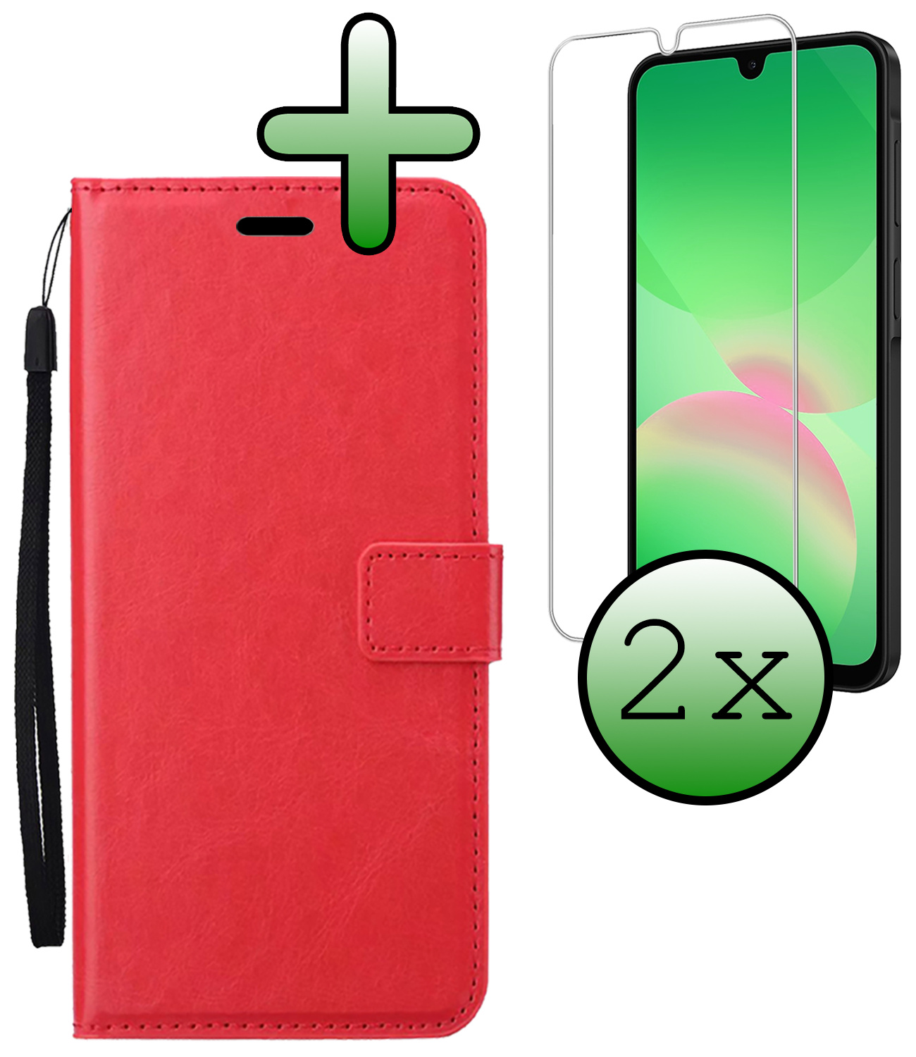 BASEY. BASEY. Samsung Galaxy A26 Hoesje Bookcase Met 2x Screenprotector - Rood