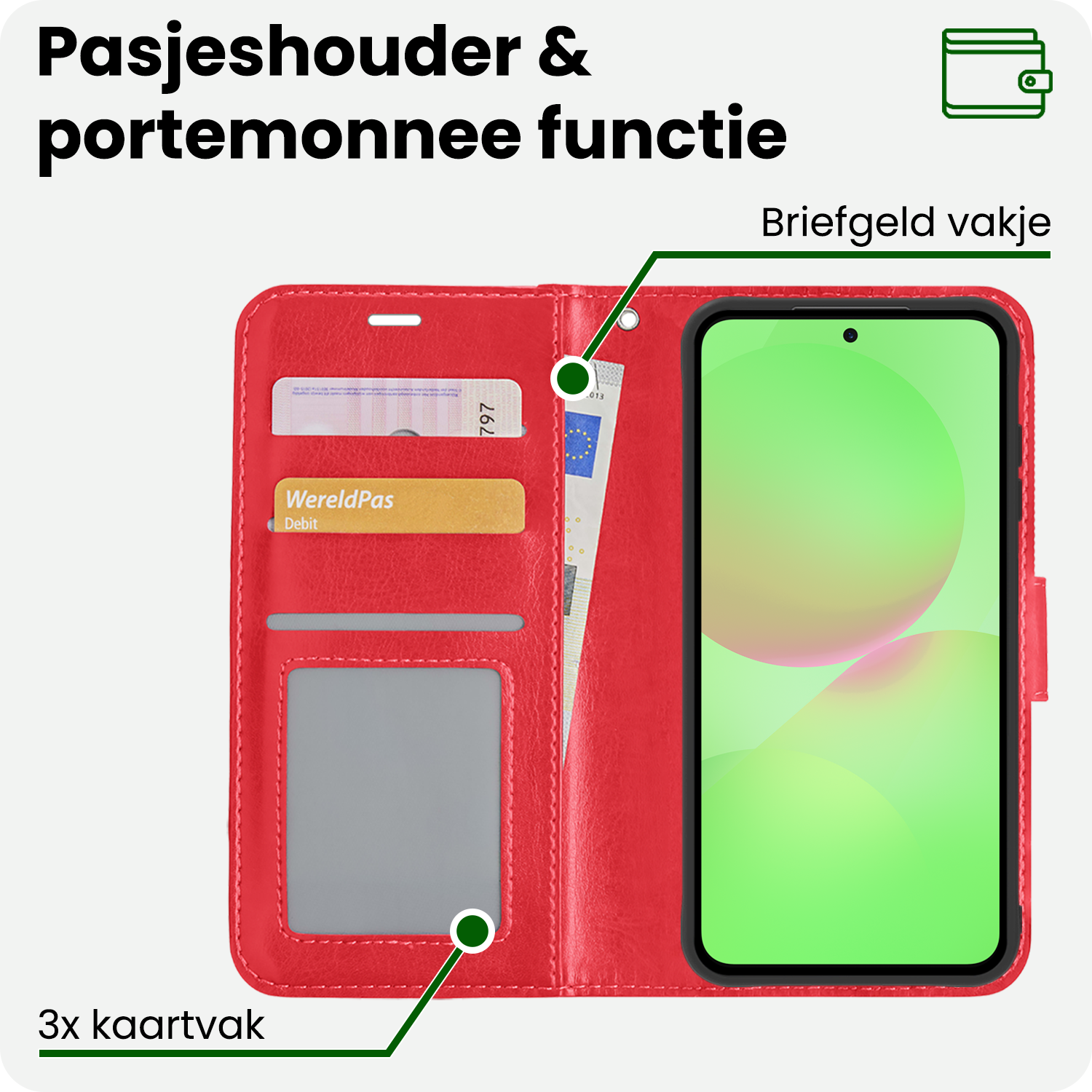 BASEY. BASEY. Samsung Galaxy A36 Hoesje Bookcase Met Screenprotector - Rood