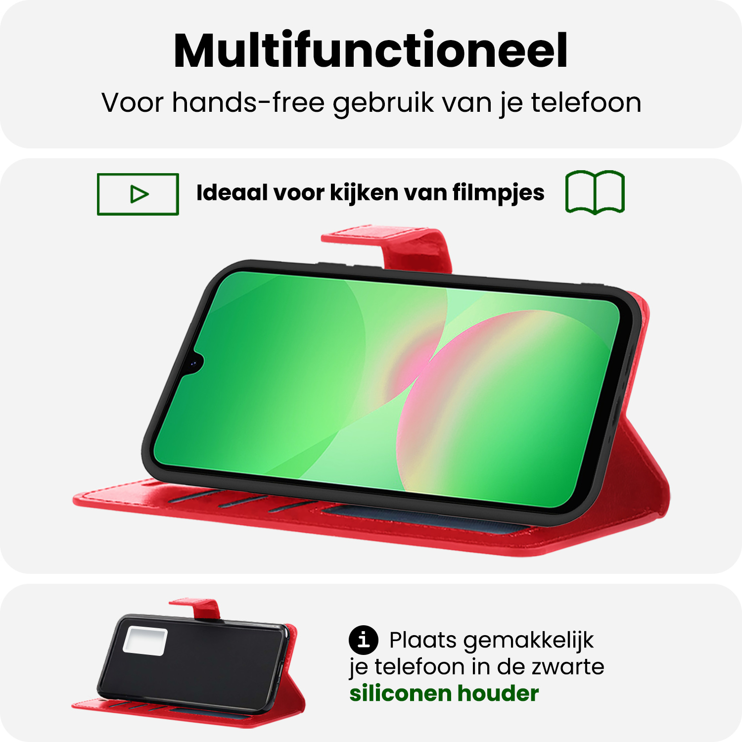 BASEY. BASEY. Samsung Galaxy A26 Hoesje Bookcase Met 2x Screenprotector - Rood