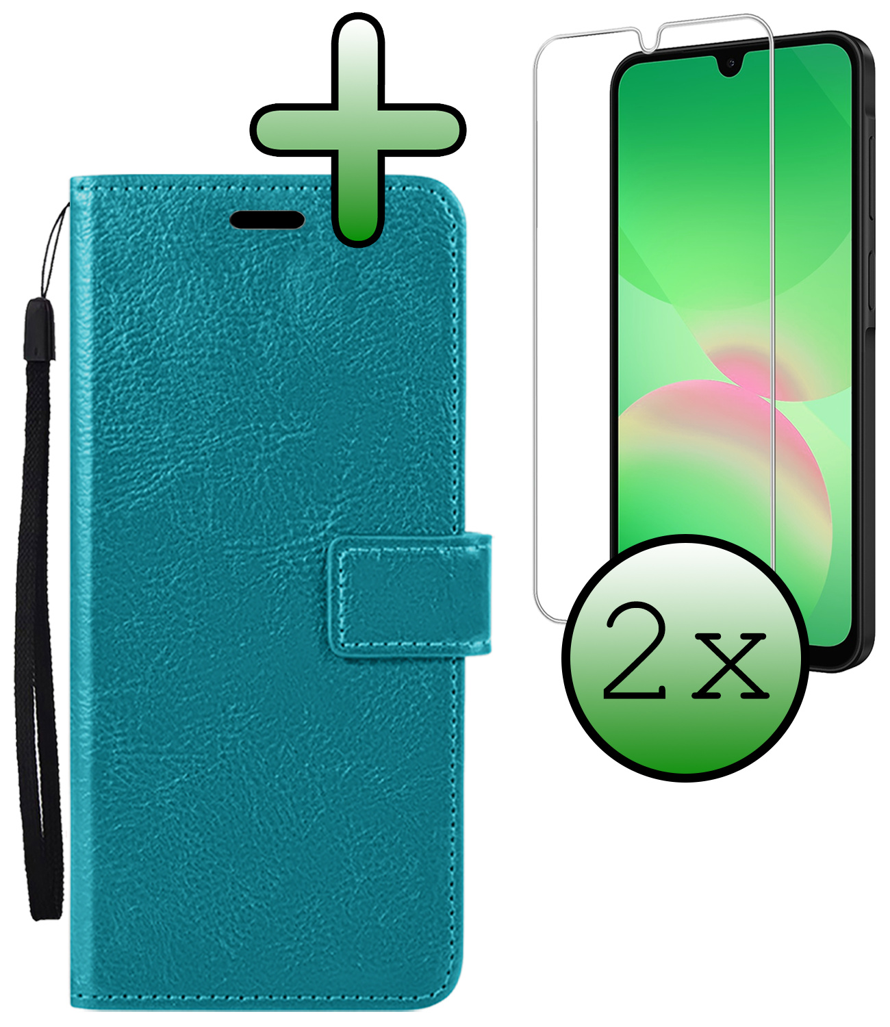 BASEY. BASEY. Samsung Galaxy A26 Hoesje Bookcase Met 2x Screenprotector - Turquoise