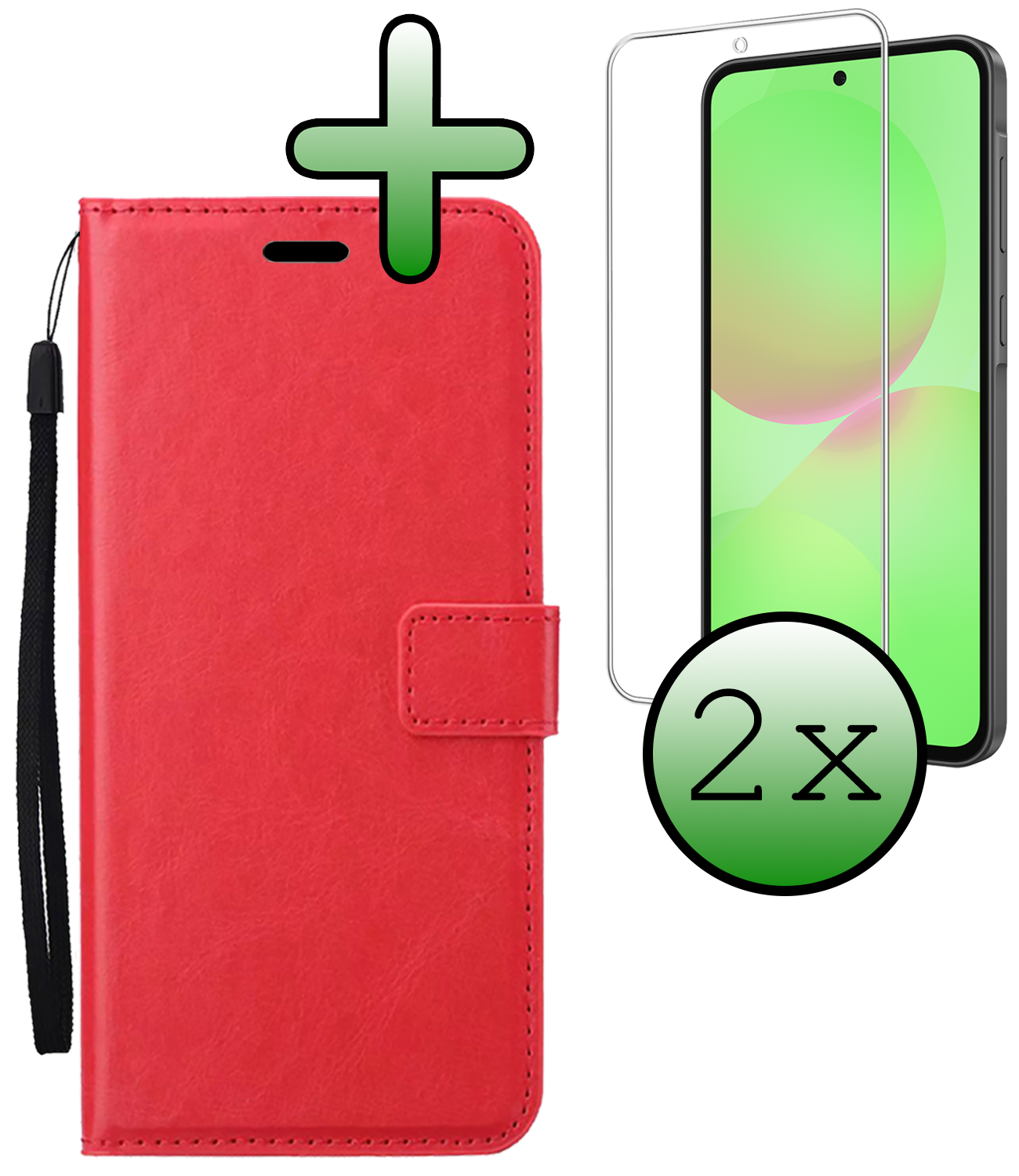 BASEY. BASEY. Samsung Galaxy A36 Hoesje Bookcase Met 2x Screenprotector - Rood
