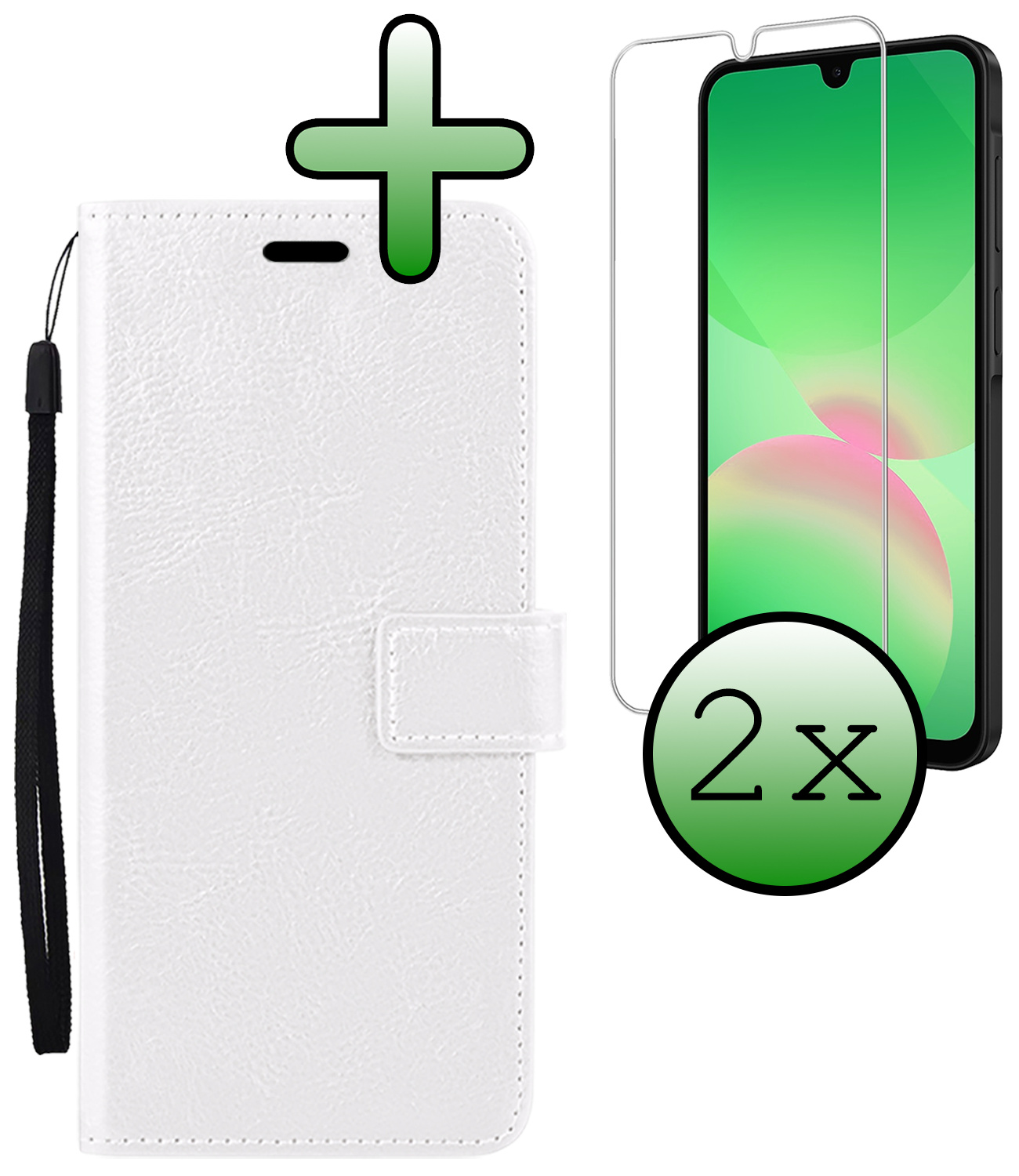 BASEY. BASEY. Samsung Galaxy A26 Hoesje Bookcase Met 2x Screenprotector - Wit