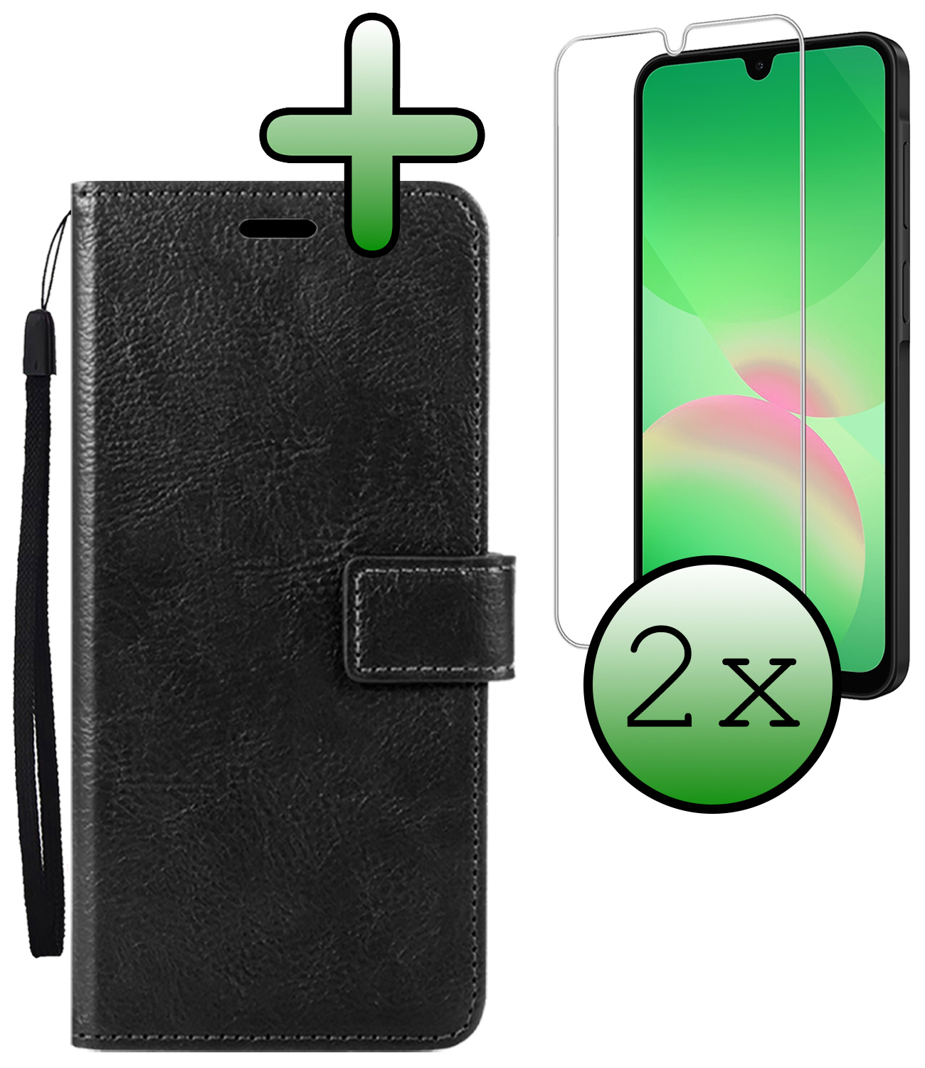 BASEY. BASEY. Samsung Galaxy A26 Hoesje Bookcase Met 2x Screenprotector - Zwart