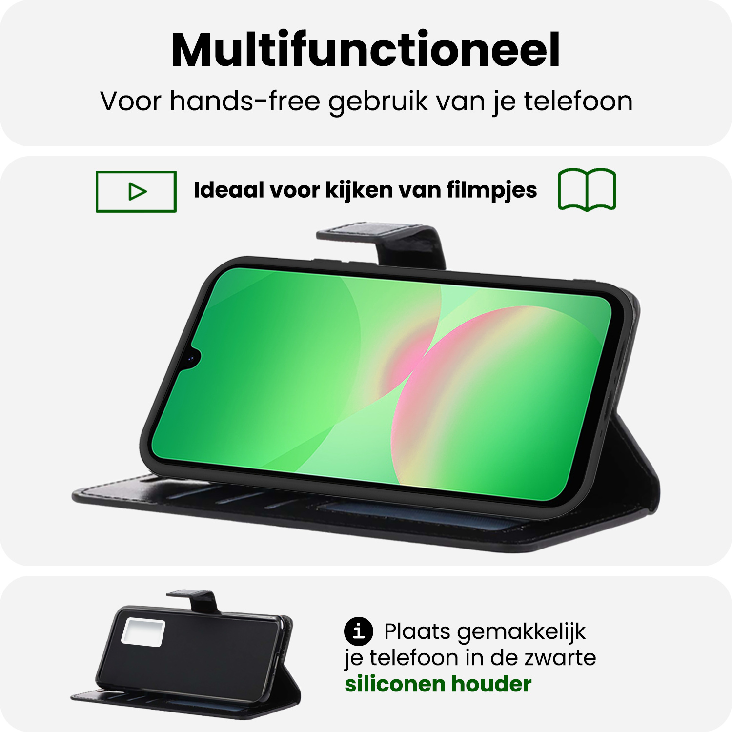 BASEY. BASEY. Samsung Galaxy A26 Hoesje Bookcase Met 2x Screenprotector - Zwart