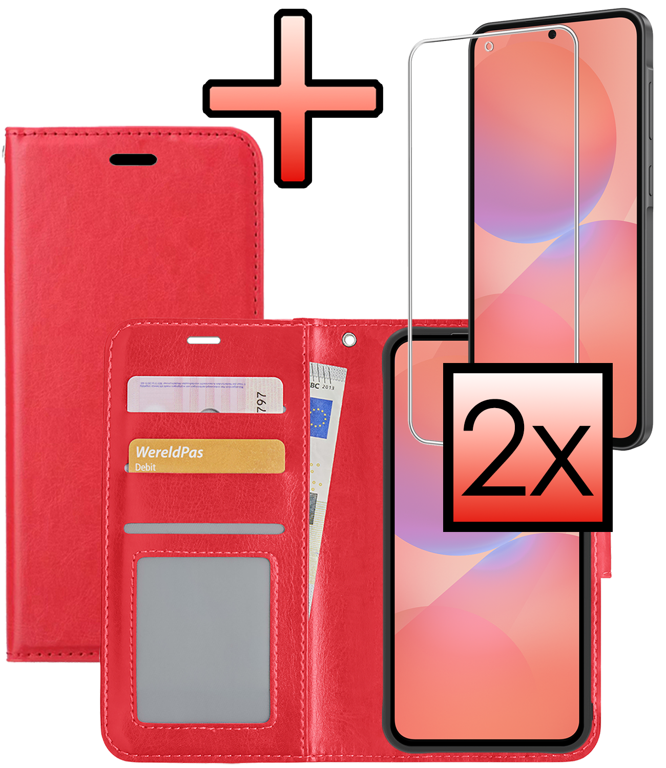 NoXx NoXx Samsung Galaxy A36 Hoesje Bookcase Met 2x Screenprotector - Rood