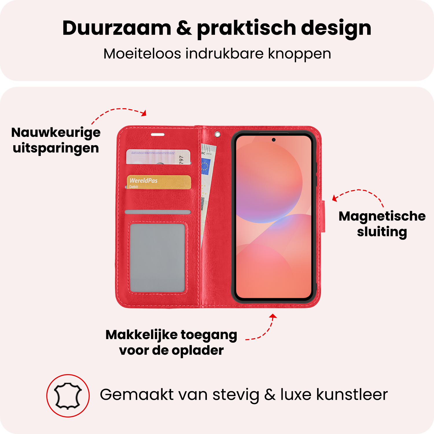 NoXx NoXx Samsung Galaxy A36 Hoesje Bookcase Met 2x Screenprotector - Rood
