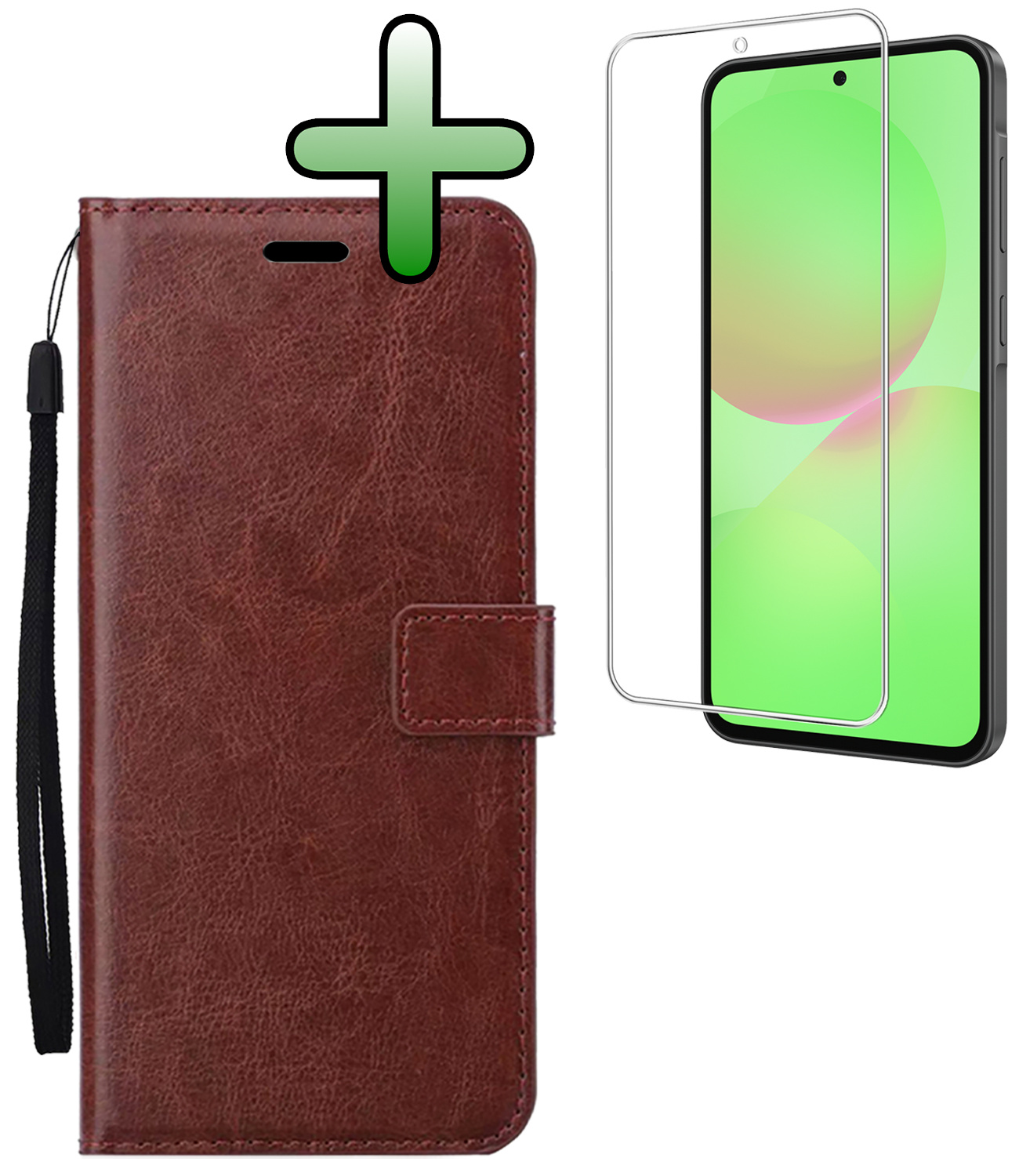 BASEY. BASEY. Samsung Galaxy A36 Hoesje Bookcase Met Screenprotector - Bruin