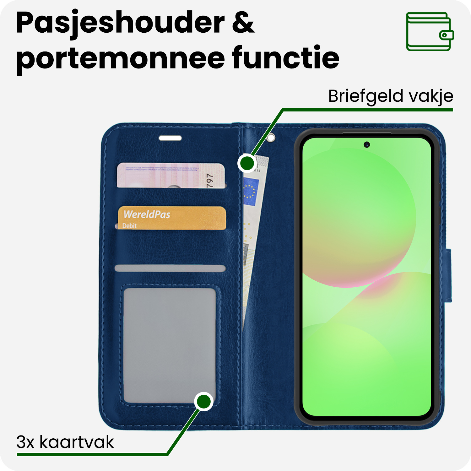 BASEY. BASEY. Samsung Galaxy A36 Hoesje Bookcase Met Screenprotector - Donkerblauw