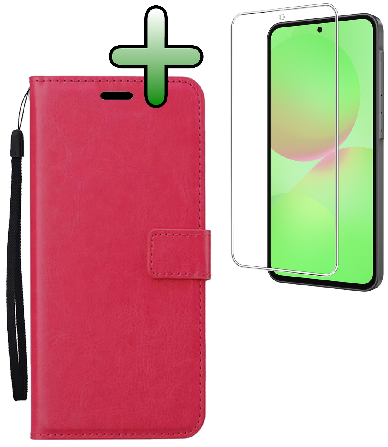 BASEY. BASEY. Samsung Galaxy A36 Hoesje Bookcase Met Screenprotector - Donkerroze