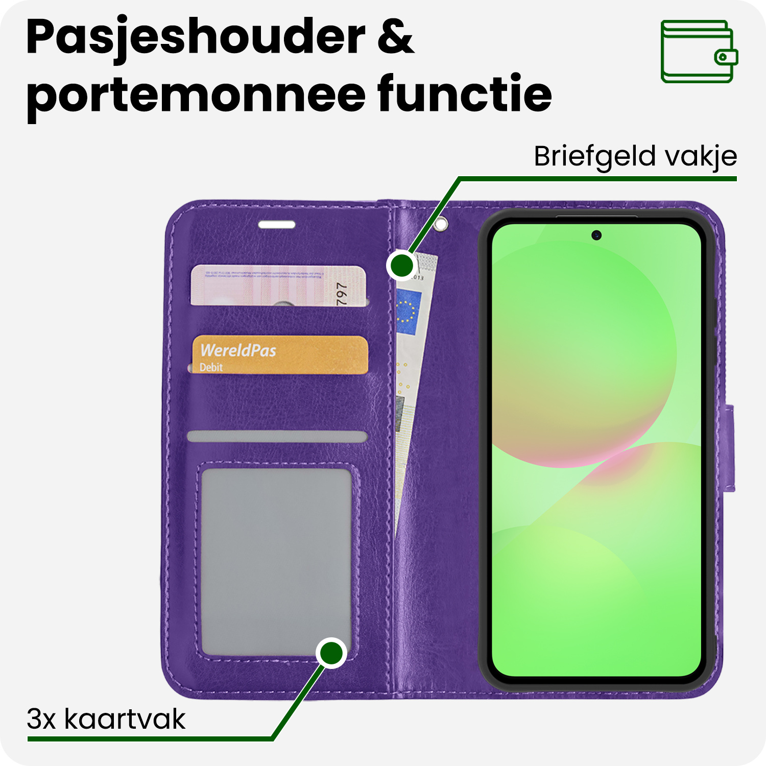 BASEY. BASEY. Samsung Galaxy A36 Hoesje Bookcase Met Screenprotector - Paars