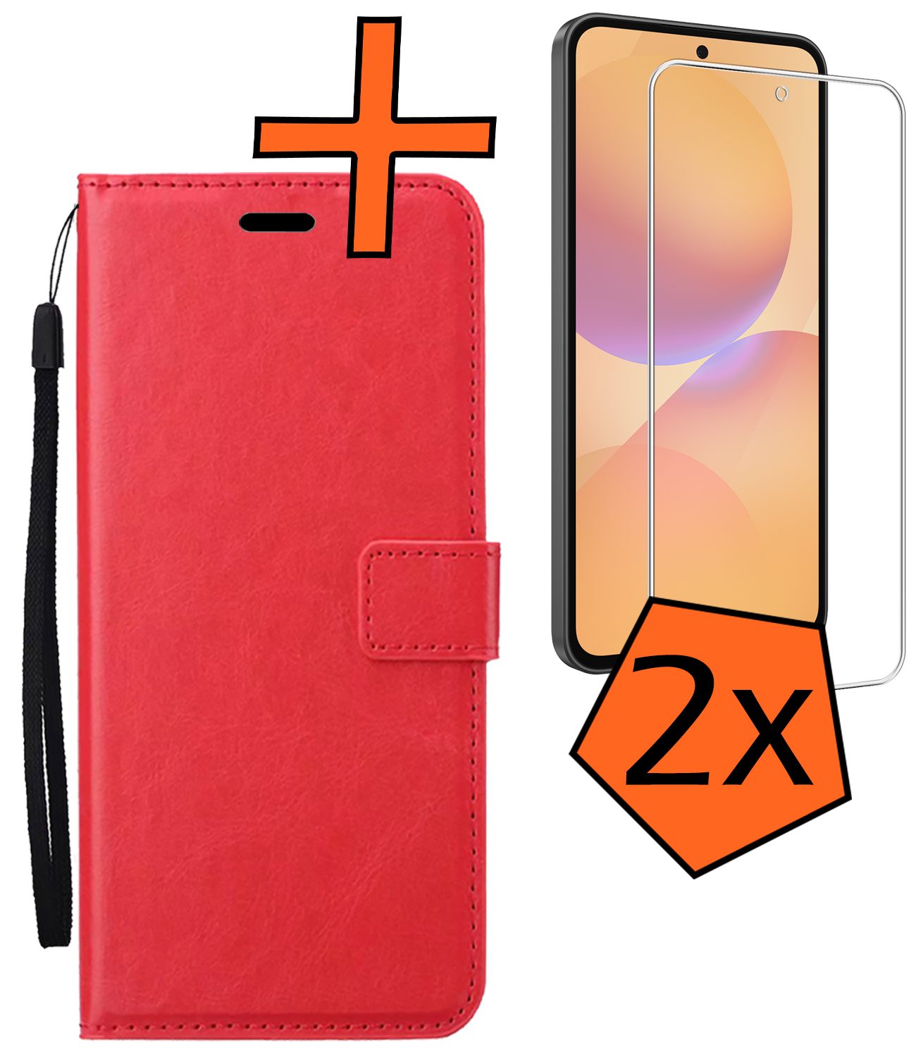 Nomfy Nomfy Samsung Galaxy A36 Hoesje Bookcase Met 2x Screenprotector - Rood